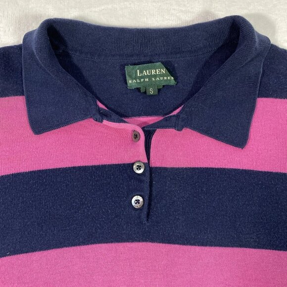Lauren Ralph Lauren Womens S Polo Shirt Rugby Cotton Striped Long Sleeve Preppy - Picture 3 of 4